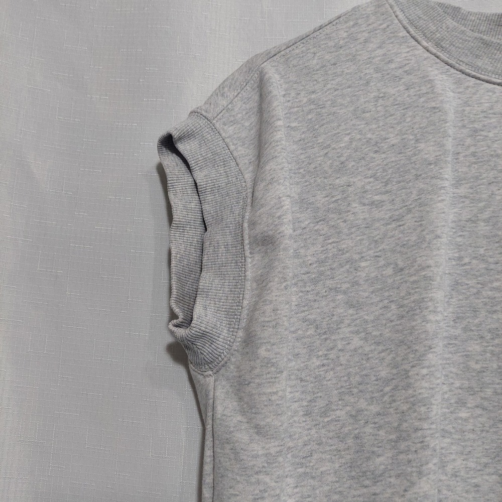 Athleta Womens Sweatshirt SP Gray Sleeveless Crewneck Pullover Ribbed Short - Picture 2 of 6